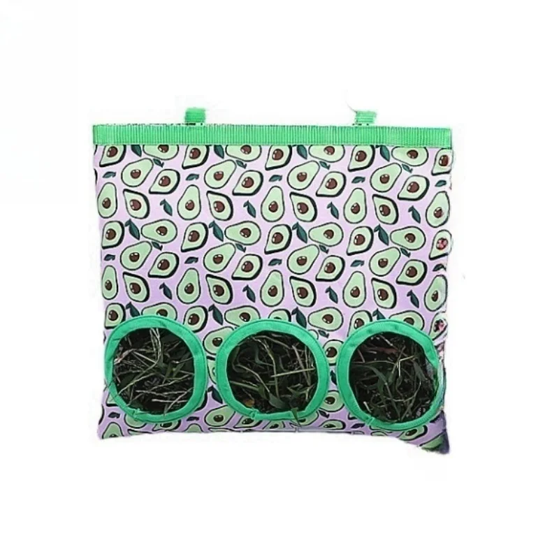 Rabbit Hay Bag 2/3 Holes Hanging Dry Grass Feeder for Guinea Pig Bunny Chinchillas Rats Small Animal Food Storage Bag