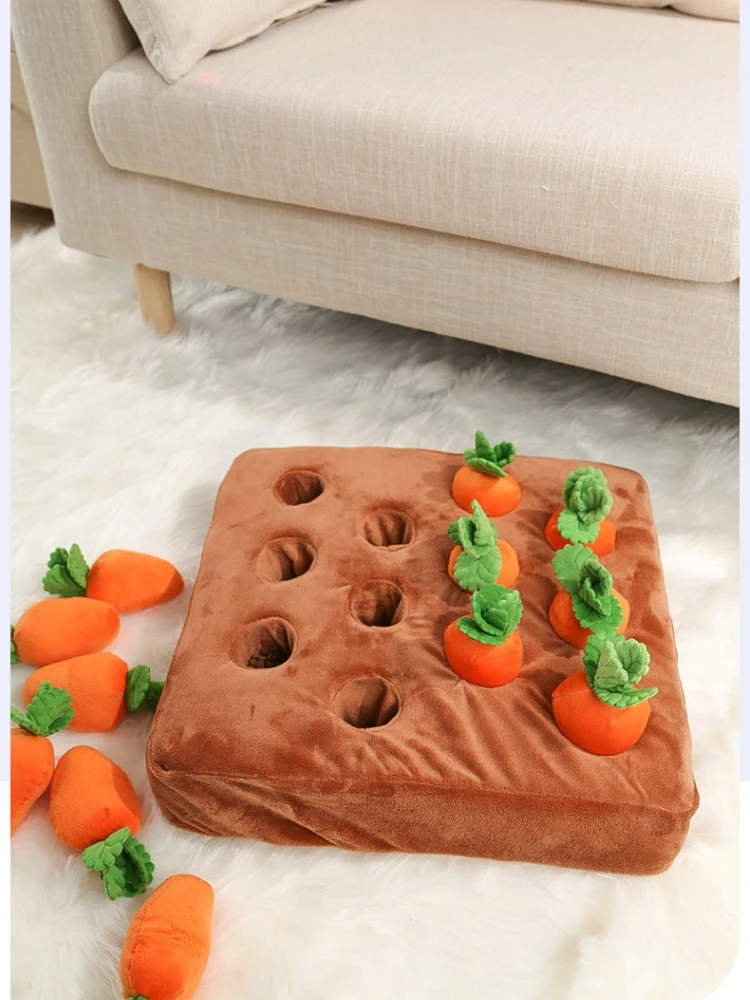 Dog Carrot Plush Toy Interactive Dog Toys Plush Puzzle Toys 2 in 1 Non-Slip Nosework Feed Games for Aggressive Chewers Pet