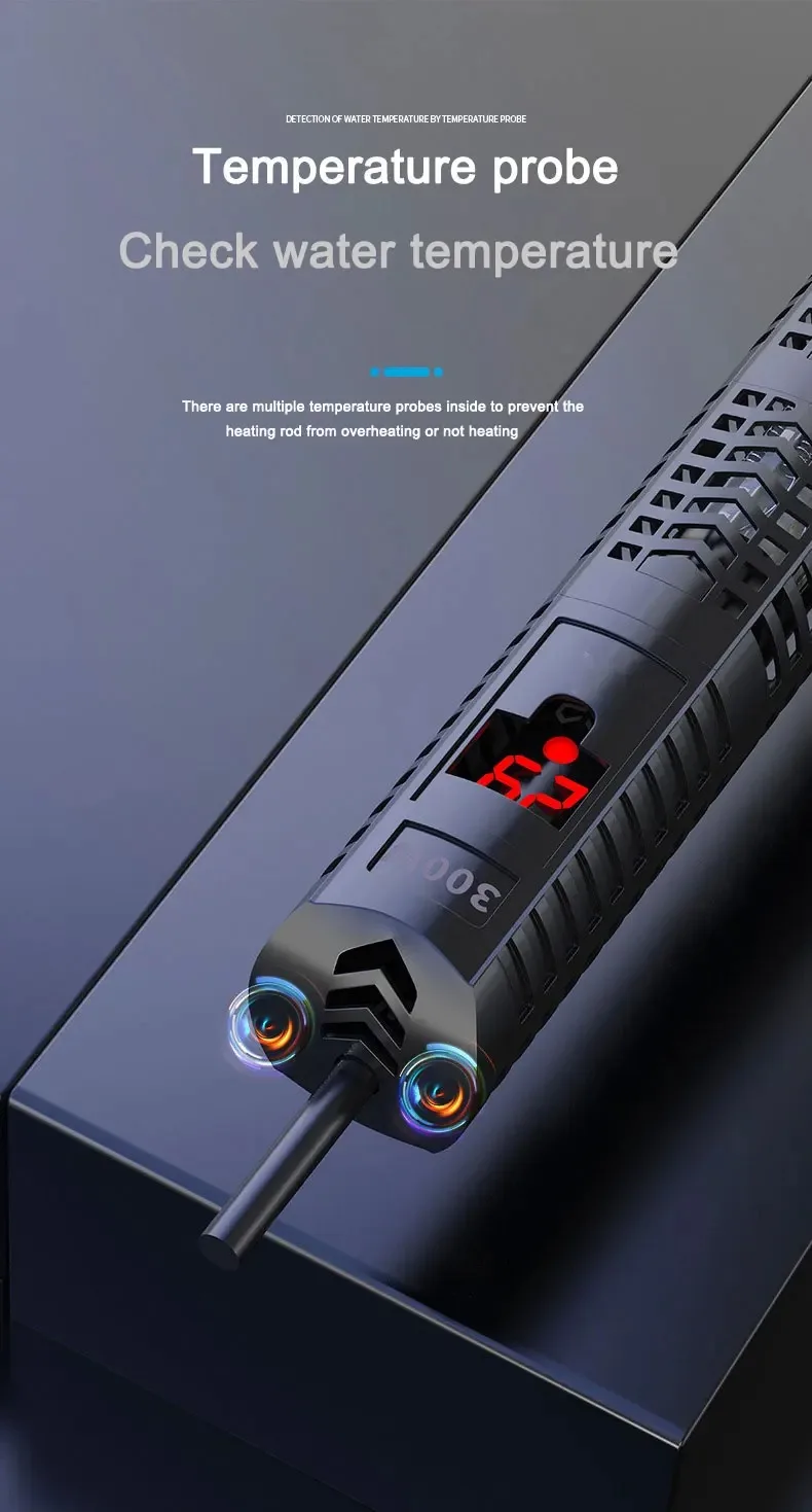 Aquarium Submersible Heater Fish Tank LCD Display Digital Adjustable Water Heating Rod Constant Temperature Control 500W