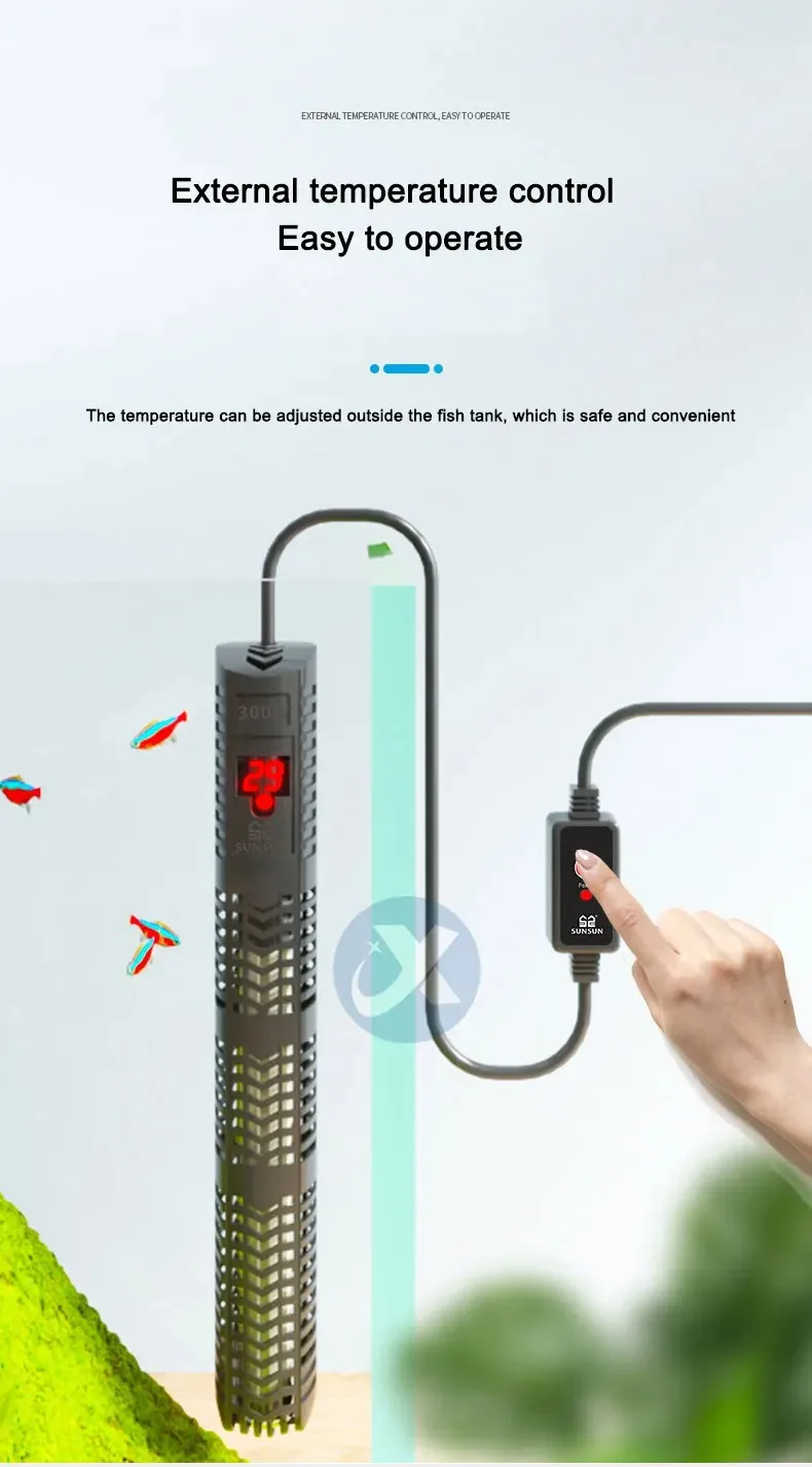 Aquarium Submersible Heater Fish Tank LCD Display Digital Adjustable Water Heating Rod Constant Temperature Control 500W