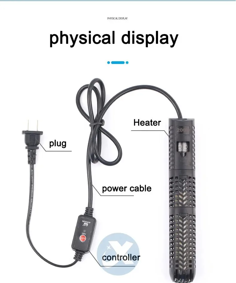 Aquarium Submersible Heater Fish Tank LCD Display Digital Adjustable Water Heating Rod Constant Temperature Control 500W
