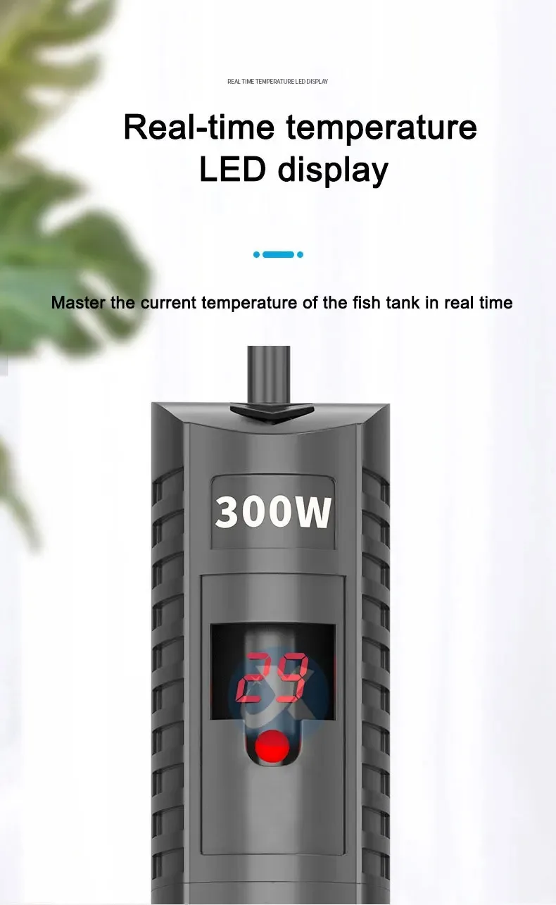 Aquarium Submersible Heater Fish Tank LCD Display Digital Adjustable Water Heating Rod Constant Temperature Control 500W