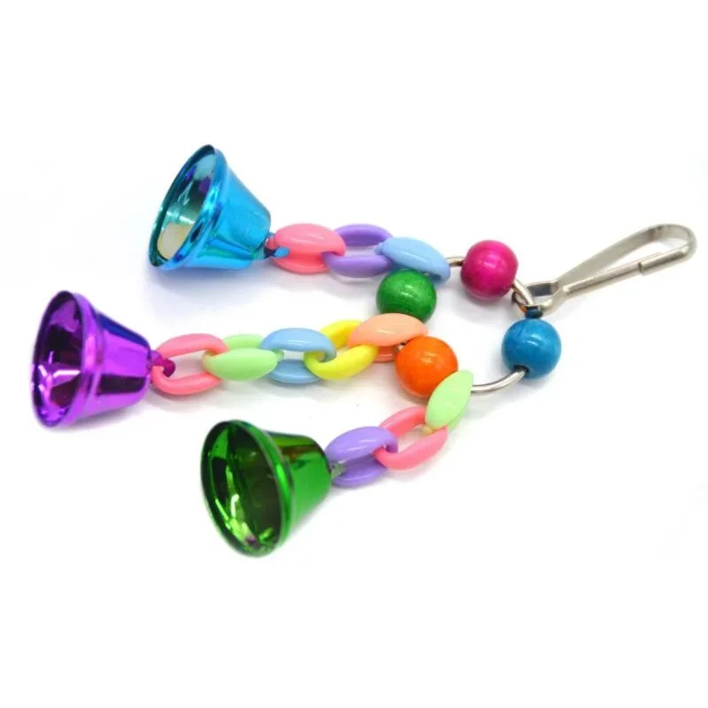 Bird Bells Toy Hanging Cage Bell with Sweet Sound Colorful Wood Beads Bells for Lovebirds African Greys Cockatoo Parakeet Toy