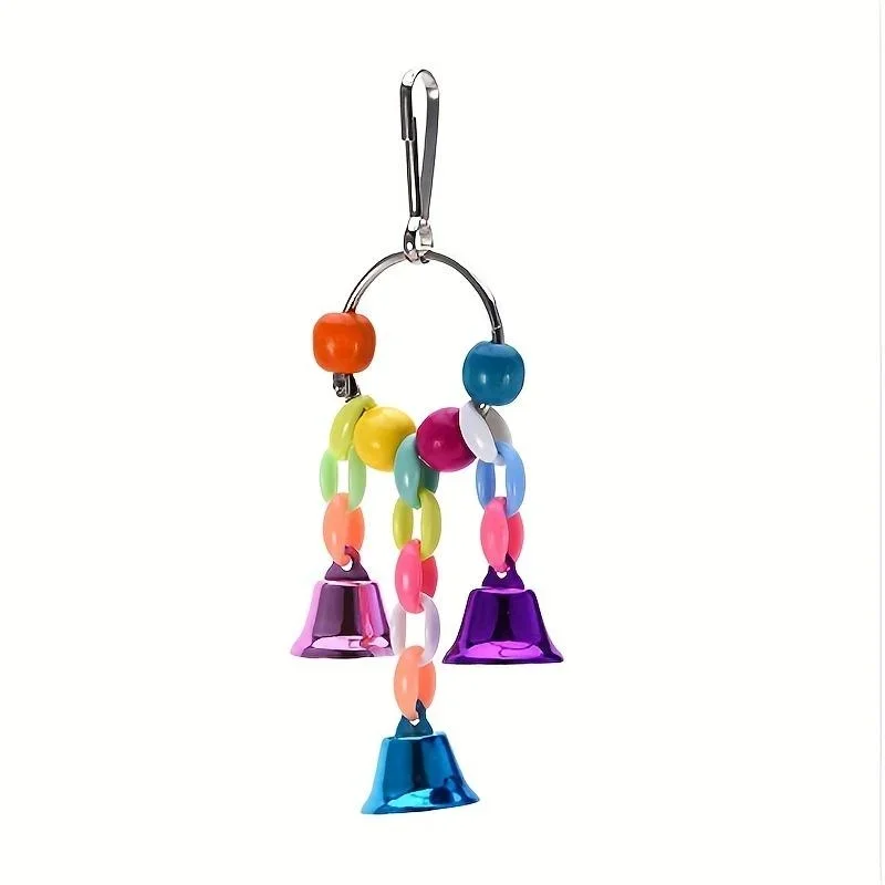 Bird Bells Toy Hanging Cage Bell with Sweet Sound Colorful Wood Beads Bells for Lovebirds African Greys Cockatoo Parakeet Toy