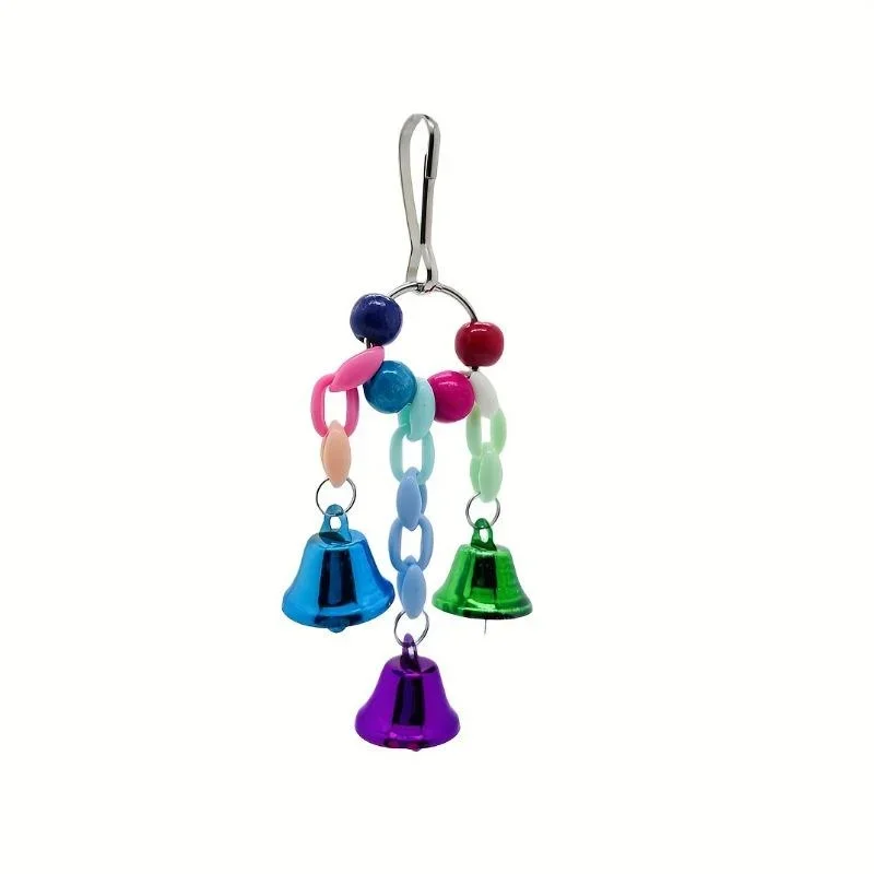 Bird Bells Toy Hanging Cage Bell with Sweet Sound Colorful Wood Beads Bells for Lovebirds African Greys Cockatoo Parakeet Toy