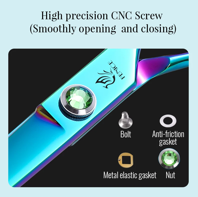 Fenice JP440C Steel 7.5 Inch Dog Beauty Scissors Pet Dogs Grooming Scissors Set Straight&Curved &Thinner&Chunker Shears Kits