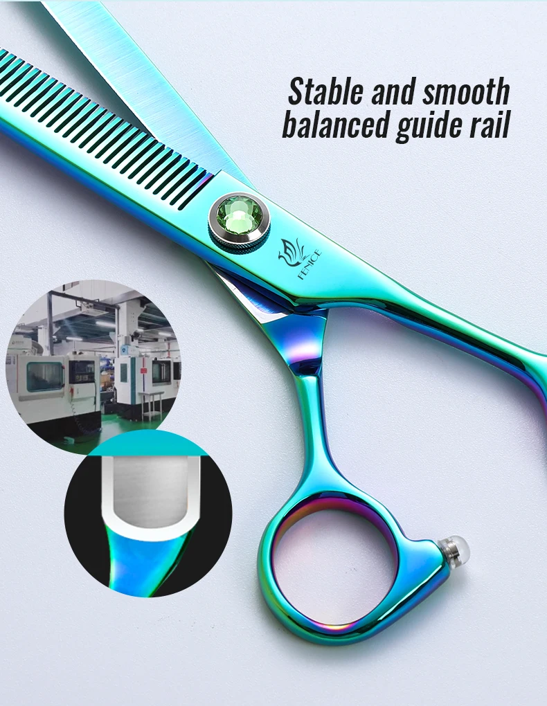 Fenice JP440C Steel 7.5 Inch Dog Beauty Scissors Pet Dogs Grooming Scissors Set Straight&Curved &Thinner&Chunker Shears Kits