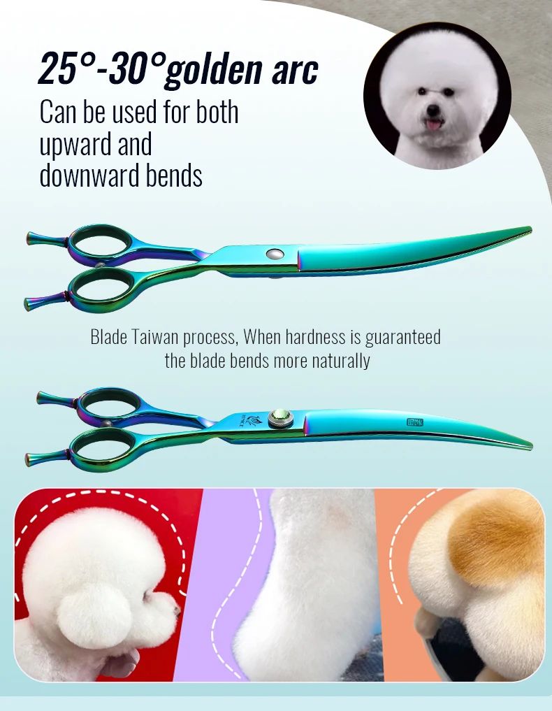 Fenice JP440C Steel 7.5 Inch Dog Beauty Scissors Pet Dogs Grooming Scissors Set Straight&Curved &Thinner&Chunker Shears Kits