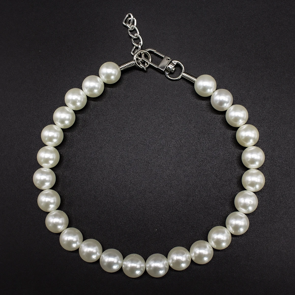 Luxury Dog Pearl Necklace Jewelry Accessories with Stainless Steel Wire, Adjustable Elegant Pet Pearl Collar for Medium Large D