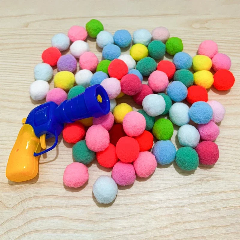 New Colors Cat Toys Cat Plush Ball Shooting Gun Silent Toy Interactive Relief Self Hi Fun Micr Elastic Static Sticking Fur Balls