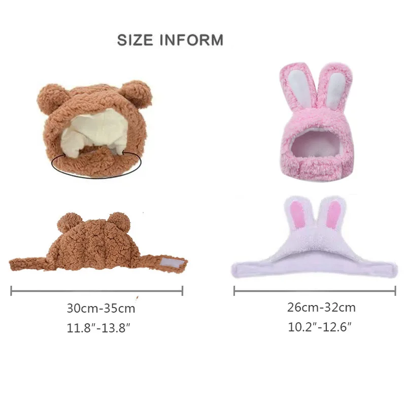 Cute Bear Rabbit Hooded Pet Cat Dog Accessories Cosplay Cat Hat Winter Lovely New Year Puppy Headgear Soft Velvet Pets Supplies