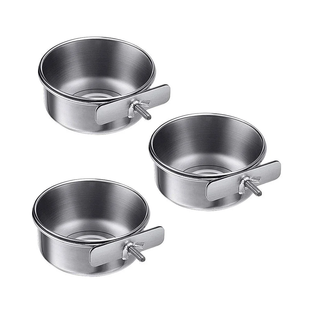 Rabbit Pet Food Dish Hamster Stainless Steel Clamp-on Water Drinker Bird Feeder Parrot Feeding Bowl Cage Cup