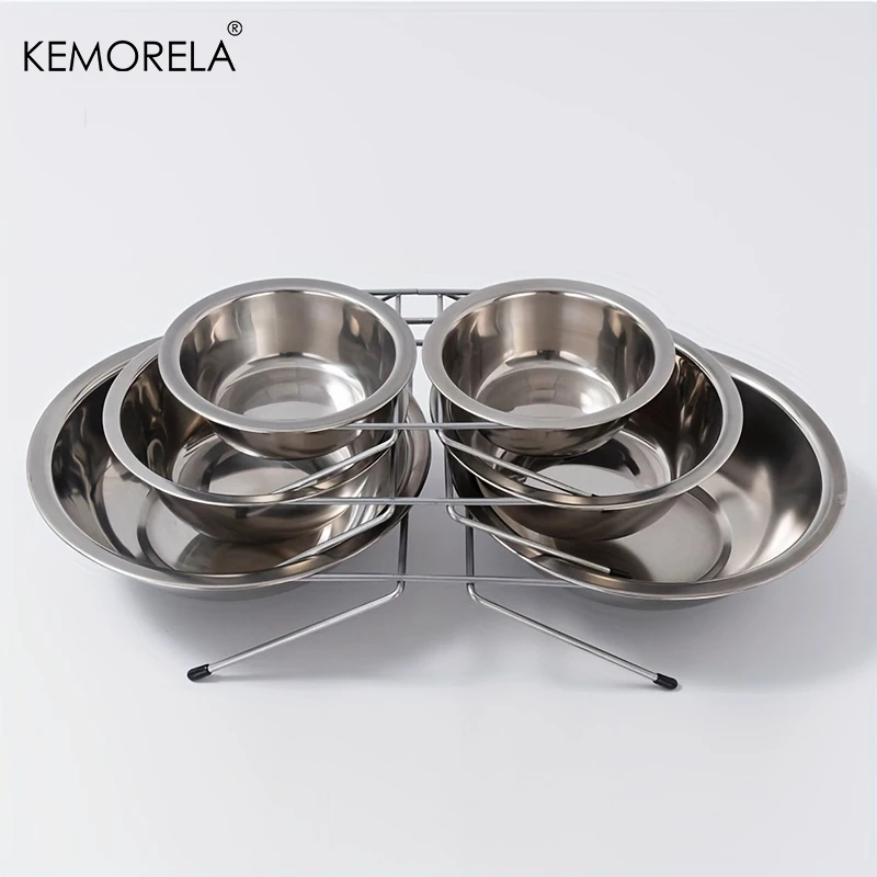 1PC Stainless Steel Double Pet Bowls Dog Cat Water Food Non Slip Feeding Station