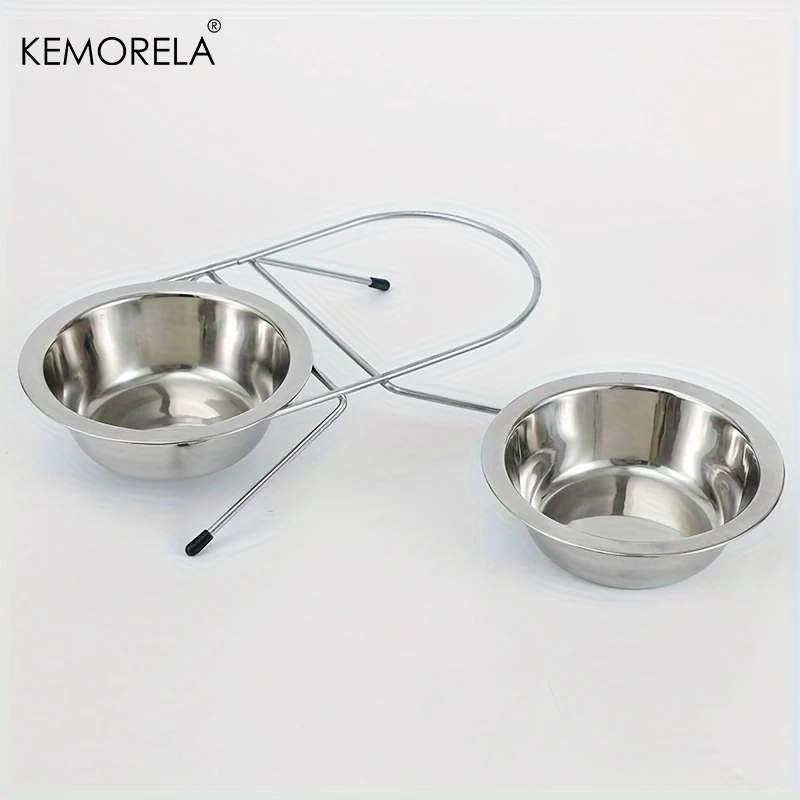 1PC Stainless Steel Double Pet Bowls Dog Cat Water Food Non Slip Feeding Station
