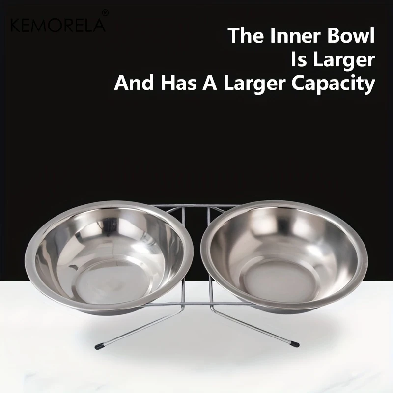 1PC Stainless Steel Double Pet Bowls Dog Cat Water Food Non Slip Feeding Station