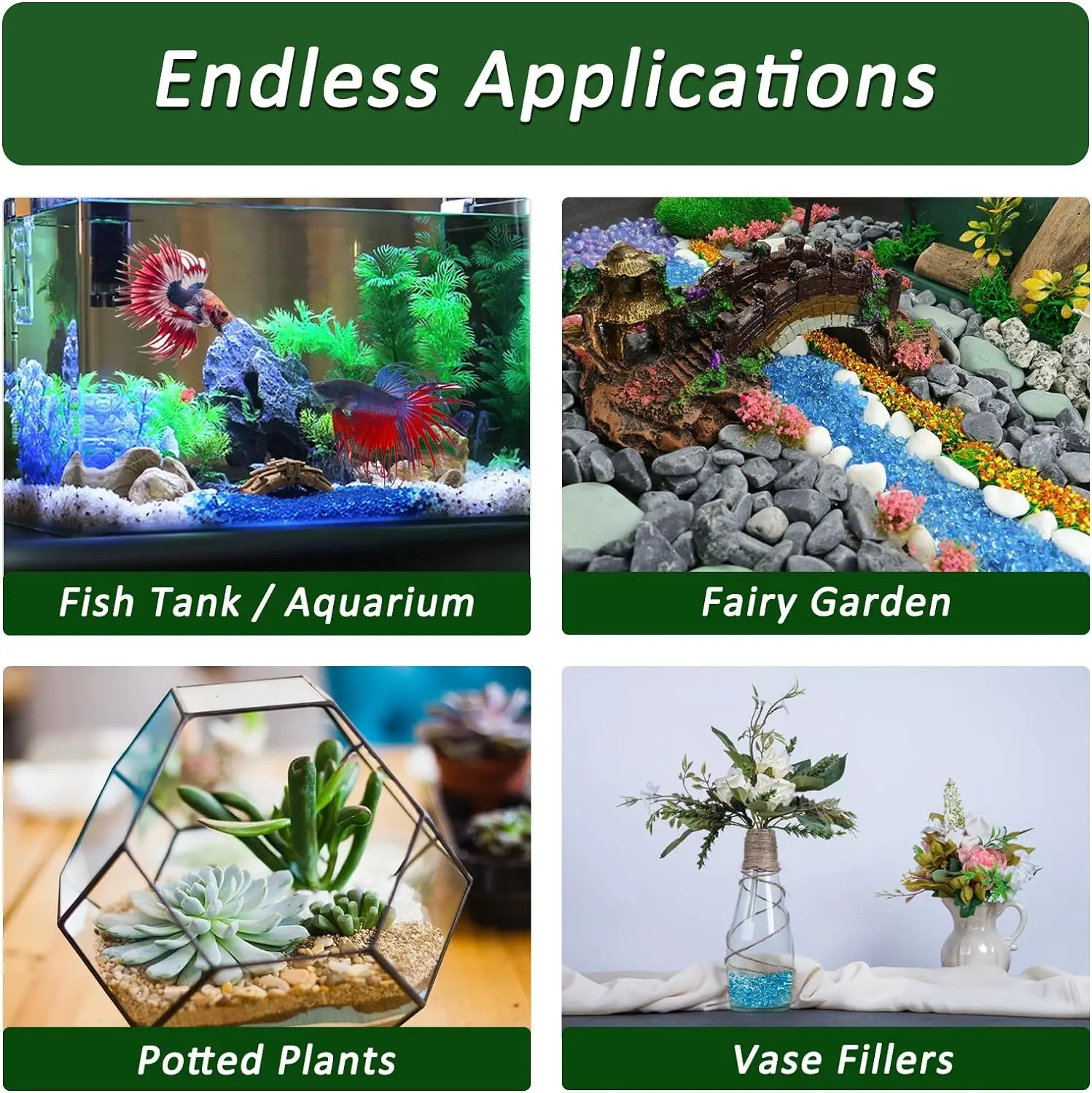 500g Aquarium Decoration Stone Crystal Sand Fish Tank Substrate Beautification Decorative Stone Natural Colored Stone Art