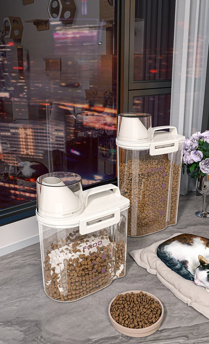 Pet Dog Snack Storage Box Sealed Cat Food Storage Bucket Vacuum Preservation Tank for Pet Food Moisture-proof and Dehumidifying