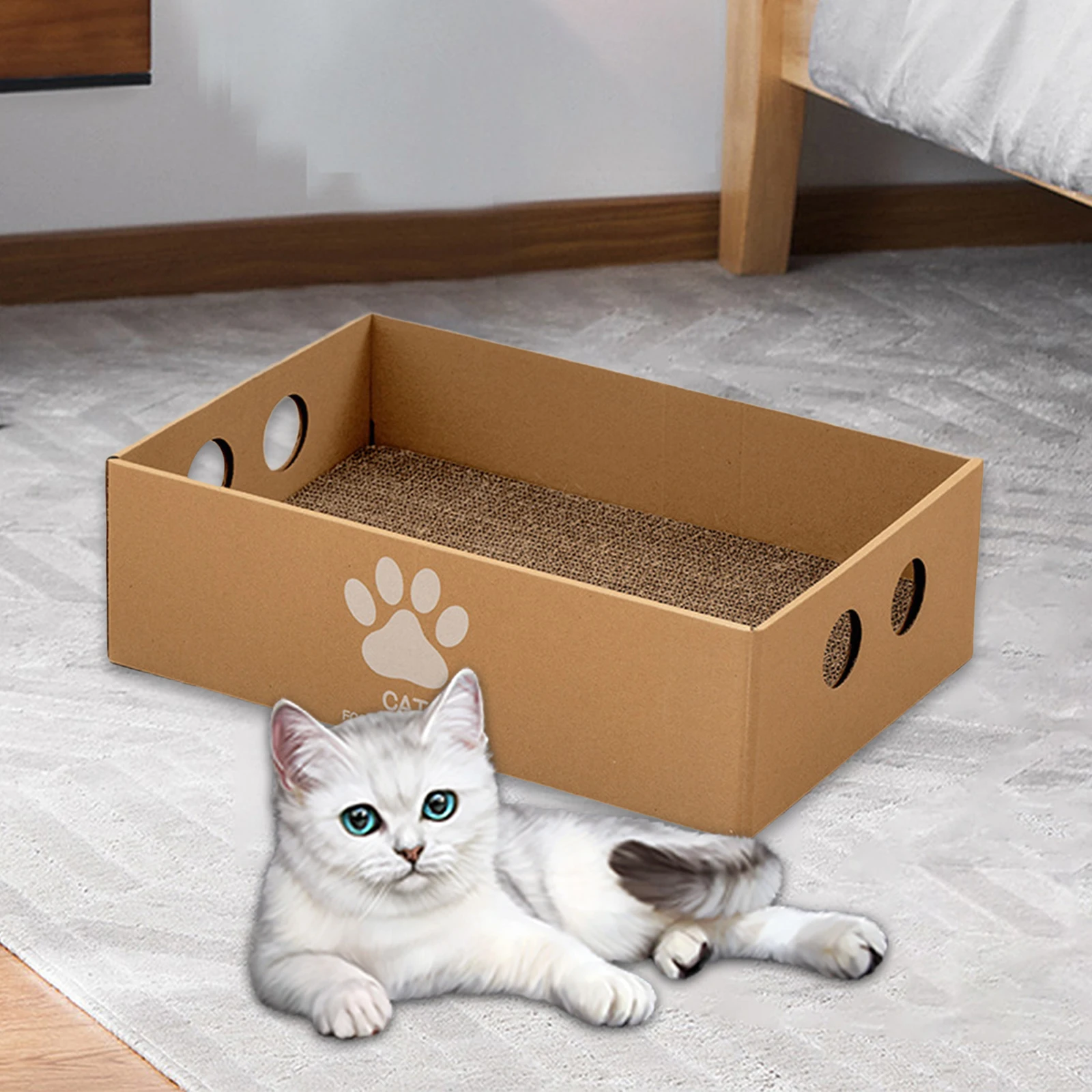 Cat Scratching Box Large Cat Cardboard House Corrugated Paper Cat Scratcher Pad Grinding Claw Furniture Protection Pet Supplies