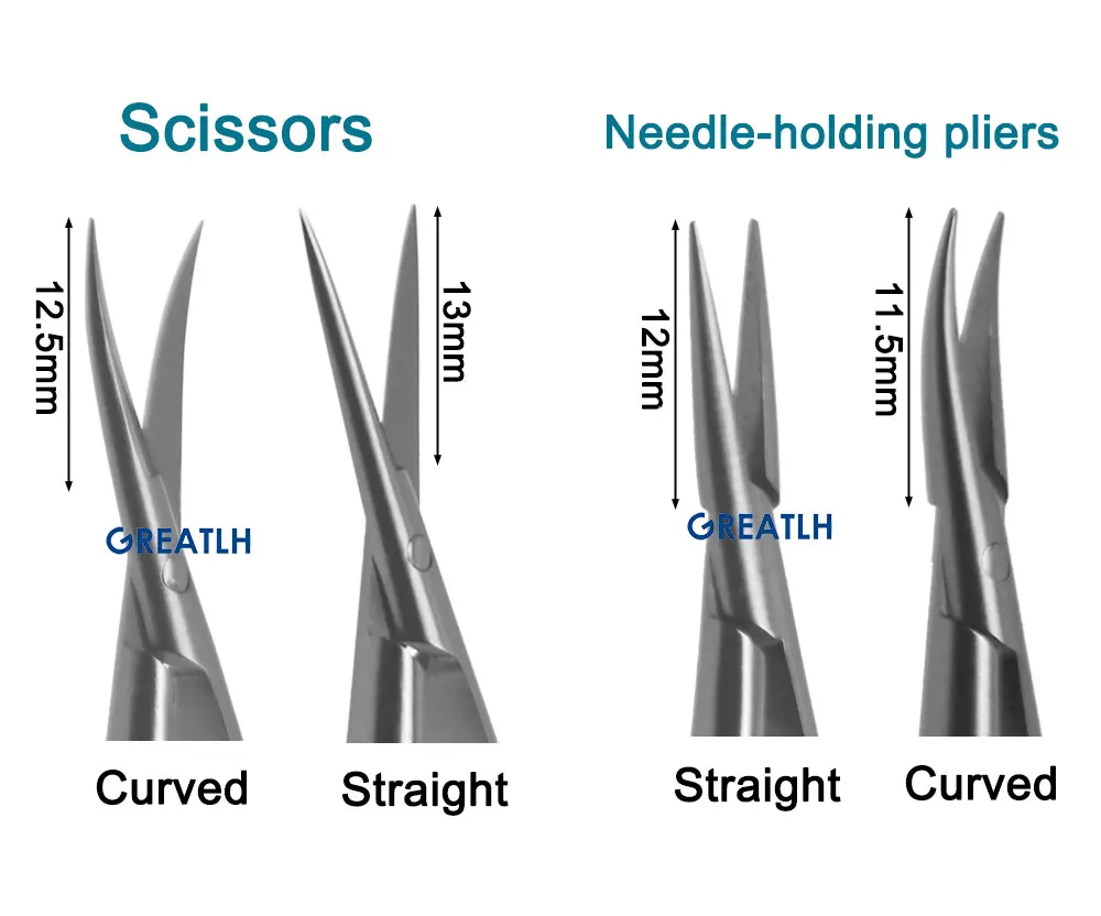 GREATLH Stainless Steel Ophthalmic Instrument Set Forcep Needle Holder Scissor Eyelid Micro Tools Ophthalmic Eye Instrument