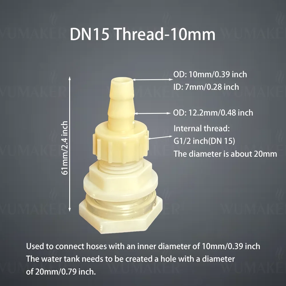 2Pcs Water Tank Hose Connector G1/2 inch DN15 Thread Outlet Plastic Poultry Pet Farming Pagoda Joint Coupling Irrigation