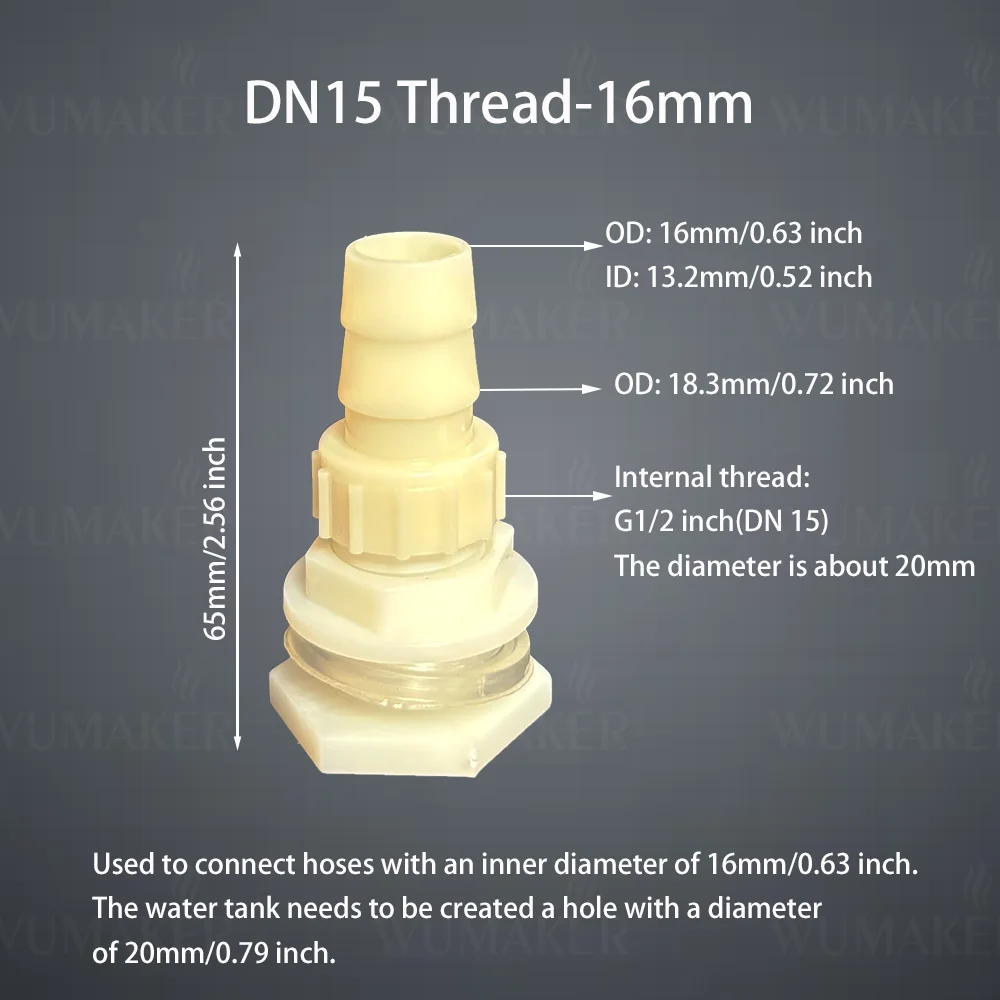 2Pcs Water Tank Hose Connector G1/2 inch DN15 Thread Outlet Plastic Poultry Pet Farming Pagoda Joint Coupling Irrigation