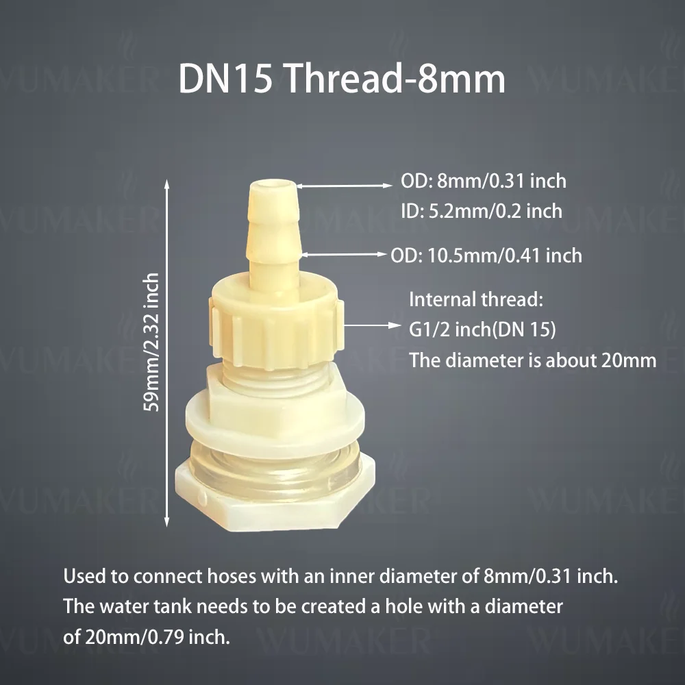 2Pcs Water Tank Hose Connector G1/2 inch DN15 Thread Outlet Plastic Poultry Pet Farming Pagoda Joint Coupling Irrigation