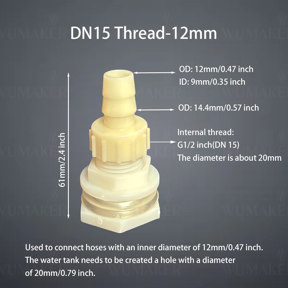 2Pcs Water Tank Hose Connector G1/2 inch DN15 Thread Outlet Plastic Poultry Pet Farming Pagoda Joint Coupling Irrigation