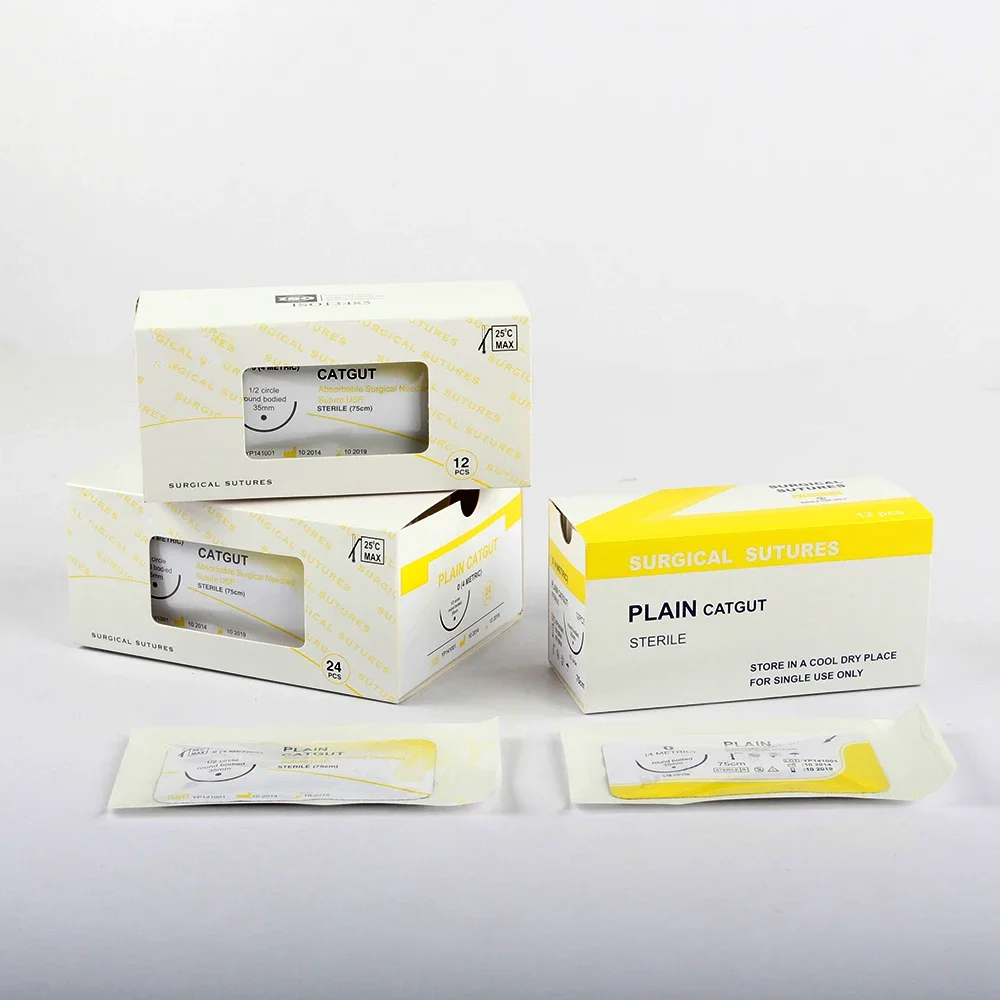 12pcs Absorbable Suture Thread Pet Dog Specific PGA 910 75CM 90CM With Needle 2/0 3/0 4/0 5/0 Teaching Clinic Hospital Exercises