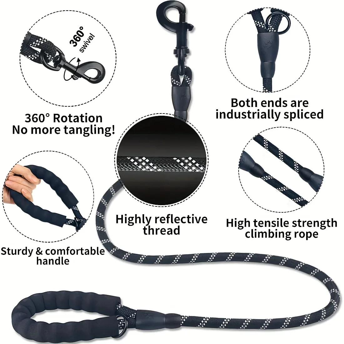 120/150/200/300CM Reflective Dog Leash Soft Handle Dog Leash Reinforced Leash for Small Medium Large Dogs Big Dog Supplies