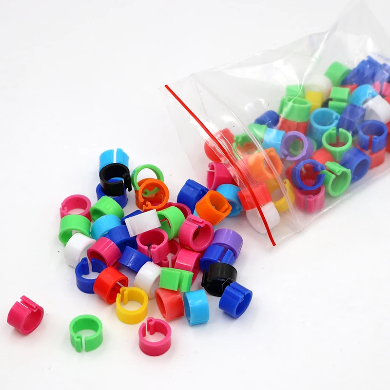 100Pcs Birds Pigeon Foot Rings Small Poultry Foot Ring 10 Colors Plastic Dove Clip Quail Pigeon Foot Ring Pet Bird Supplies