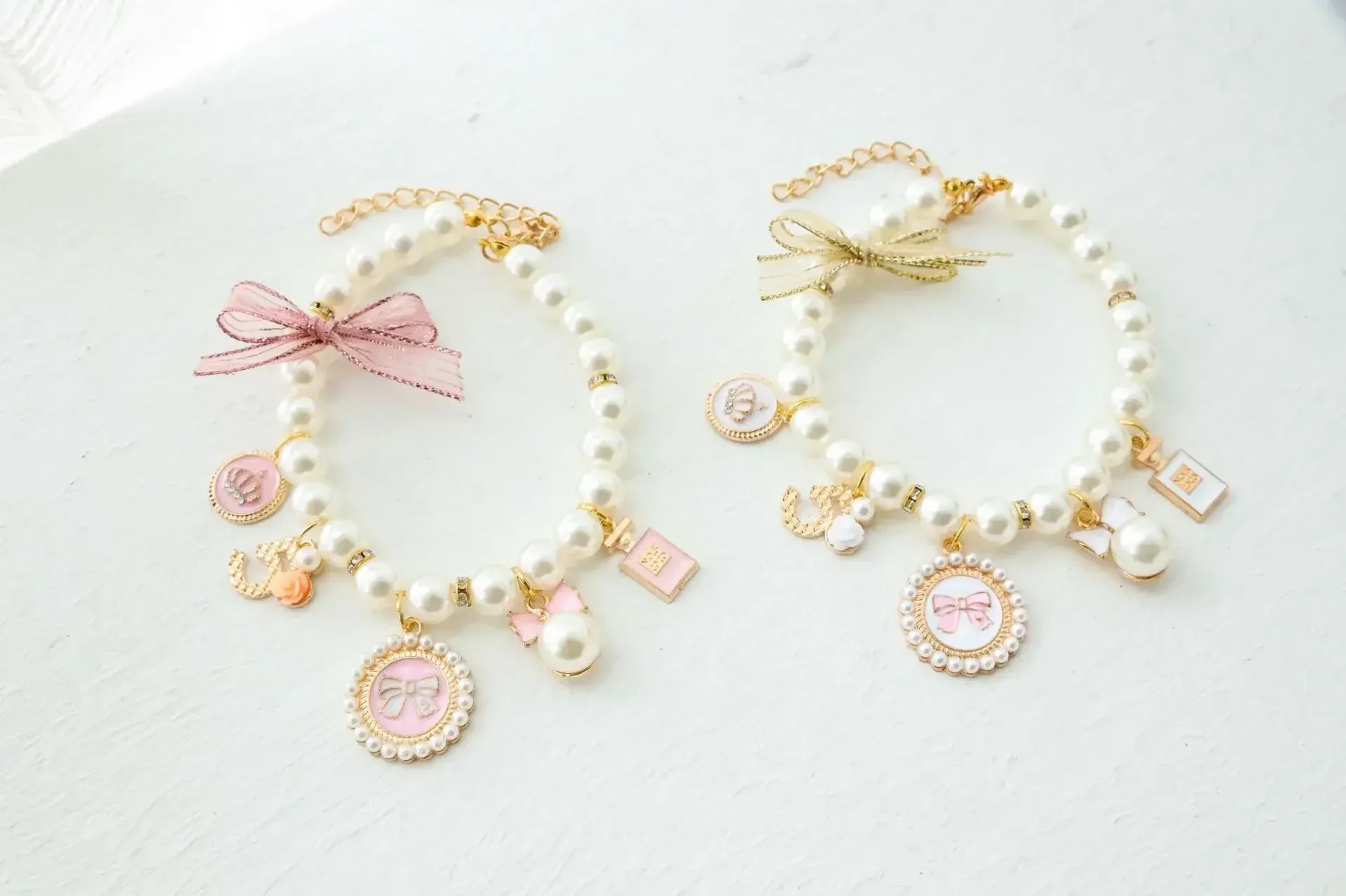 Pet Bow Pearl Collar Cat Jewelry Pendant Princess Necklace Dog Sweet Decorations Puppy Rhinestone Collar Chihuahua Accesorios