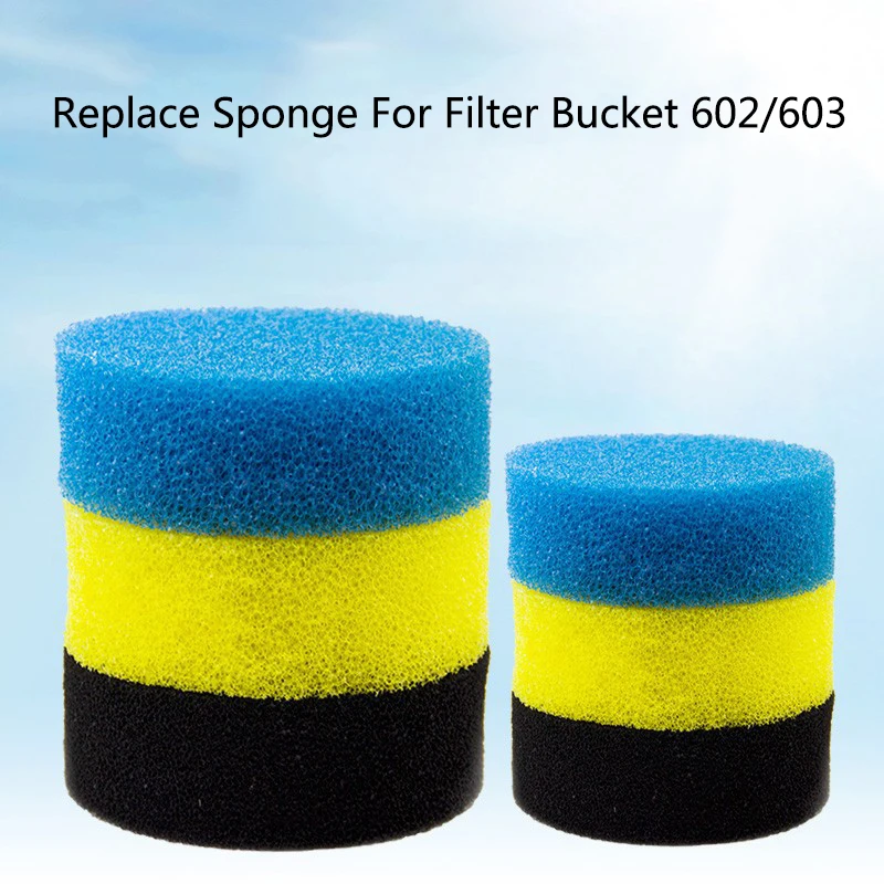 Biochemical Aquarium Cotton Sponge For Filter Bucket 602/603 Fish Tank Filtration Foam Blue Spongs Aquarium Accessories 3Pcs
