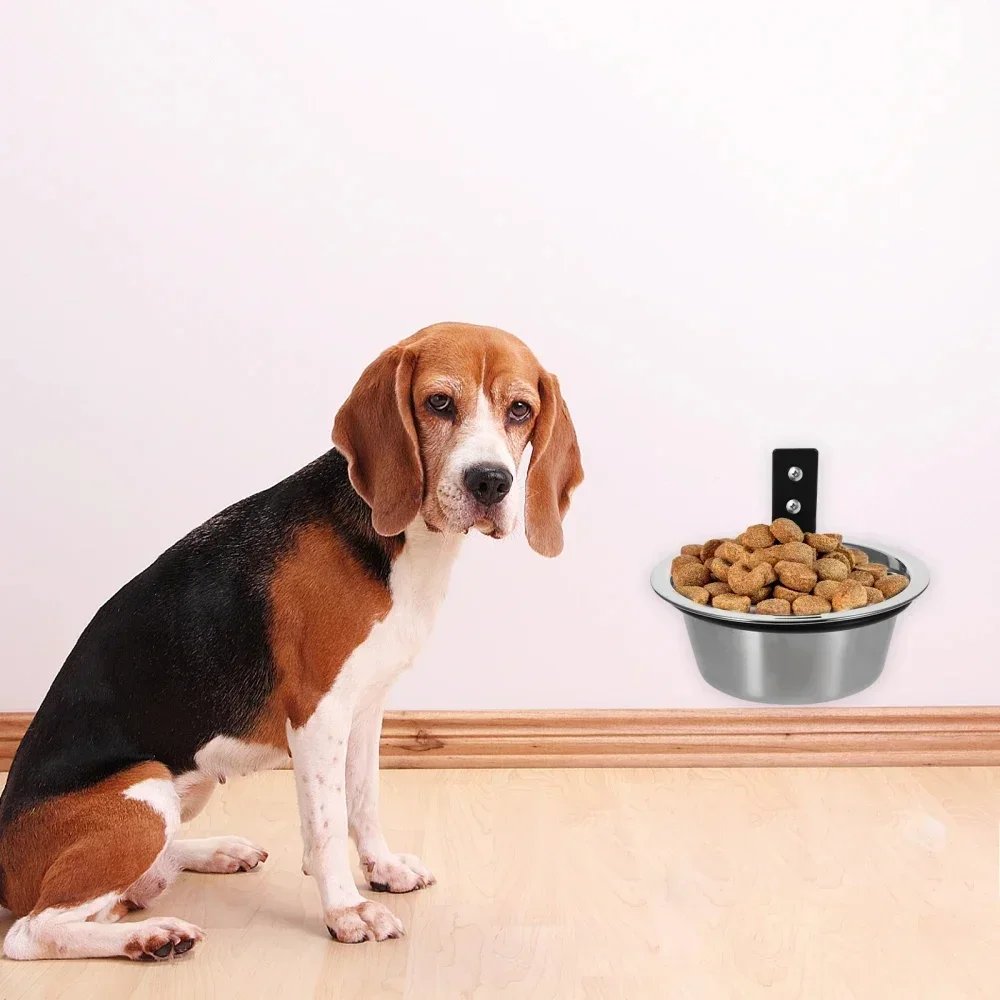 Pet Food Bowl Wall Mounted Dog Bowl Elevated Pet Feeding Bowls Container Stainless Steel Pet Cat Water Feeder Bowls Dog Supplies