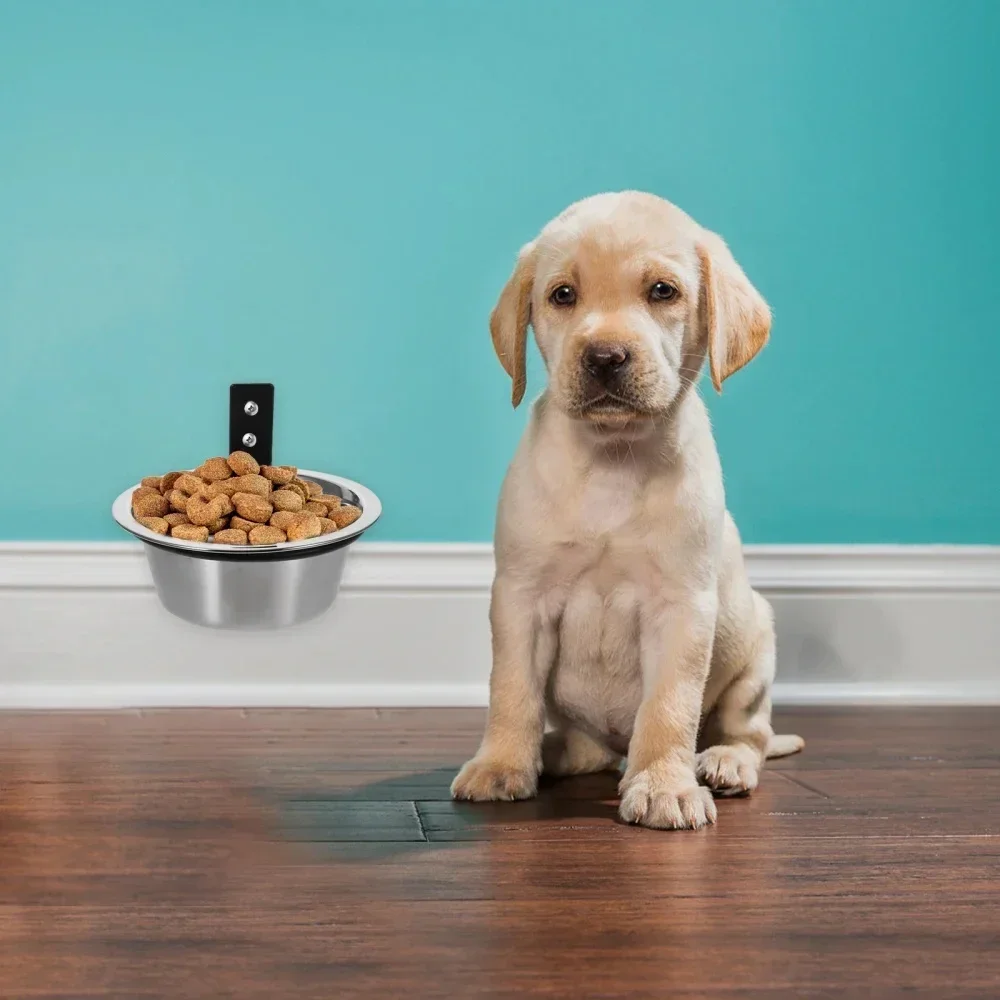 Pet Food Bowl Wall Mounted Dog Bowl Elevated Pet Feeding Bowls Container Stainless Steel Pet Cat Water Feeder Bowls Dog Supplies
