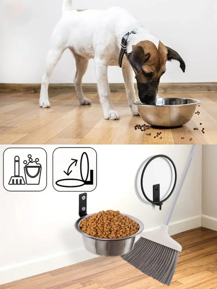 Pet Food Bowl Wall Mounted Dog Bowl Elevated Pet Feeding Bowls Container Stainless Steel Pet Cat Water Feeder Bowls Dog Supplies