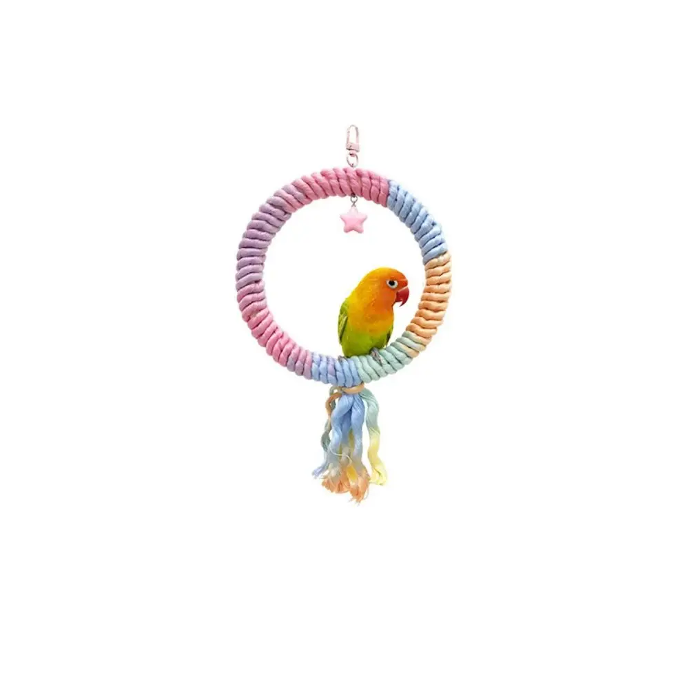Screw Head Colored Cotton Parrot Pole Sturdy Hanging Clip Swing Colorful Perch Flexible Comfortable Parrot Standing Woven Rope
