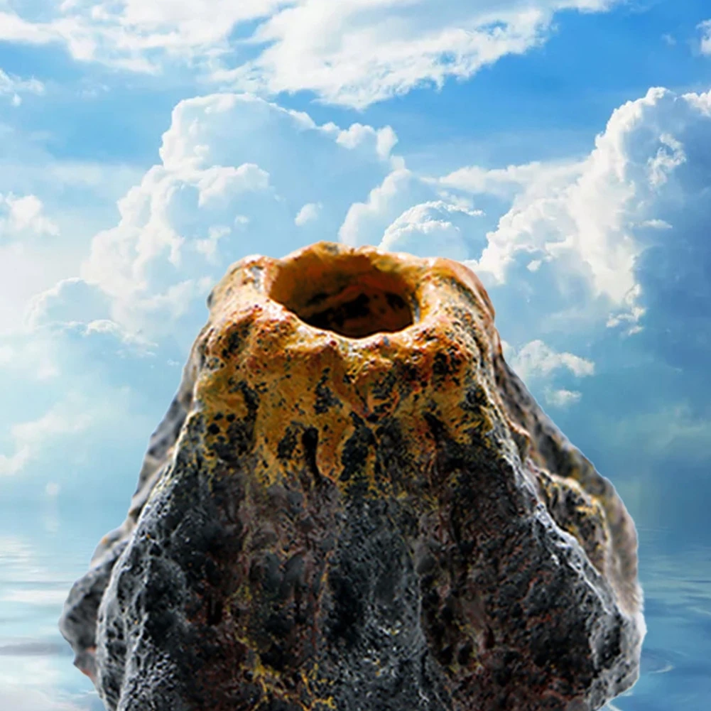 Aquarium Volcano Bubble Stone Fish Tank Decoration Volcano Landscape Rockery Can Install Oxygen Pump Home Crafts Ornament