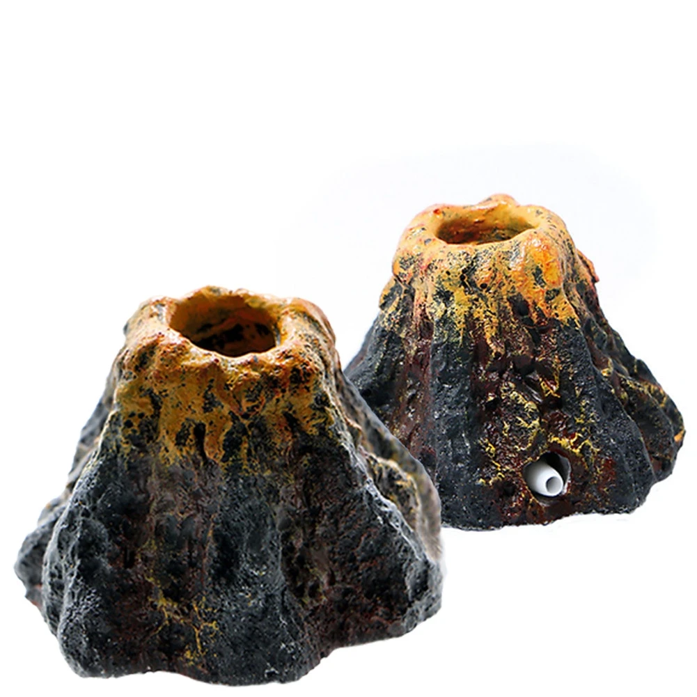 Aquarium Volcano Bubble Stone Fish Tank Decoration Volcano Landscape Rockery Can Install Oxygen Pump Home Crafts Ornament