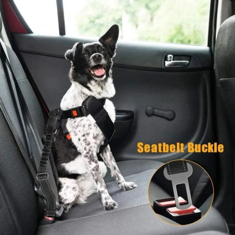3 In 1 Pet Dog Car Seat Belt Nylon Reflective Adjustable Pet Seat Vehicle Lead Clip Safety Traction Rope for Small Large Dogs