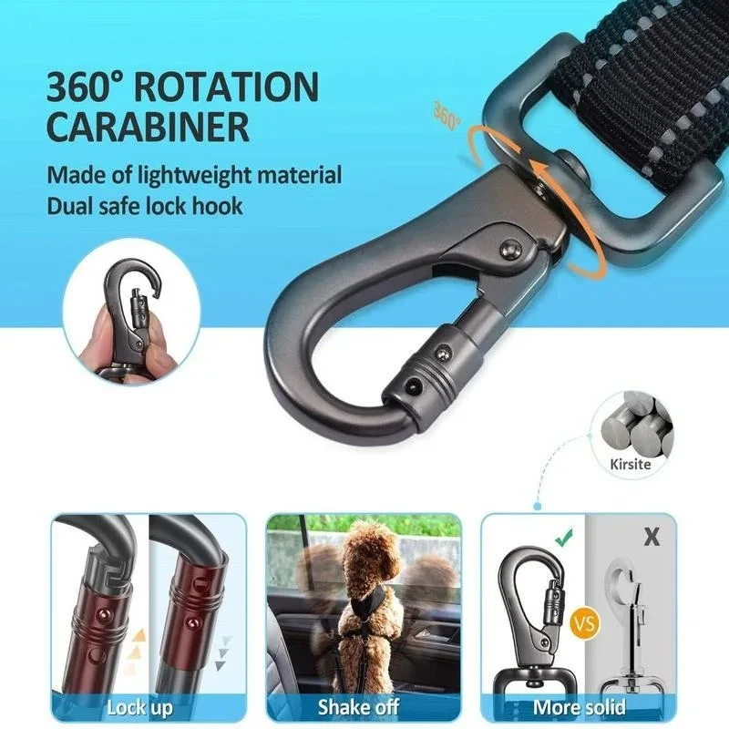 3 In 1 Pet Dog Car Seat Belt Nylon Reflective Adjustable Pet Seat Vehicle Lead Clip Safety Traction Rope for Small Large Dogs