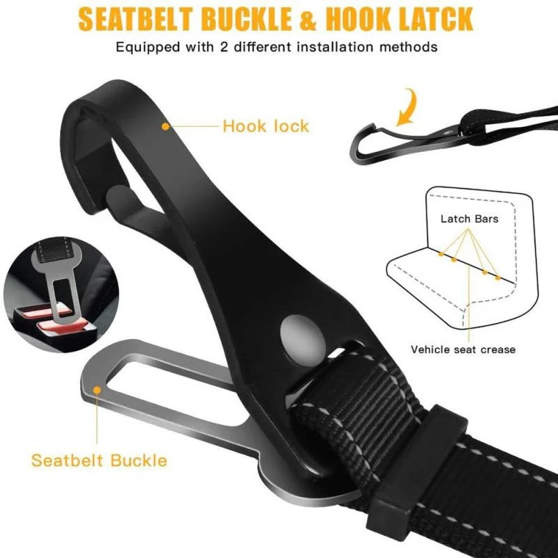 3 In 1 Pet Dog Car Seat Belt Nylon Reflective Adjustable Pet Seat Vehicle Lead Clip Safety Traction Rope for Small Large Dogs