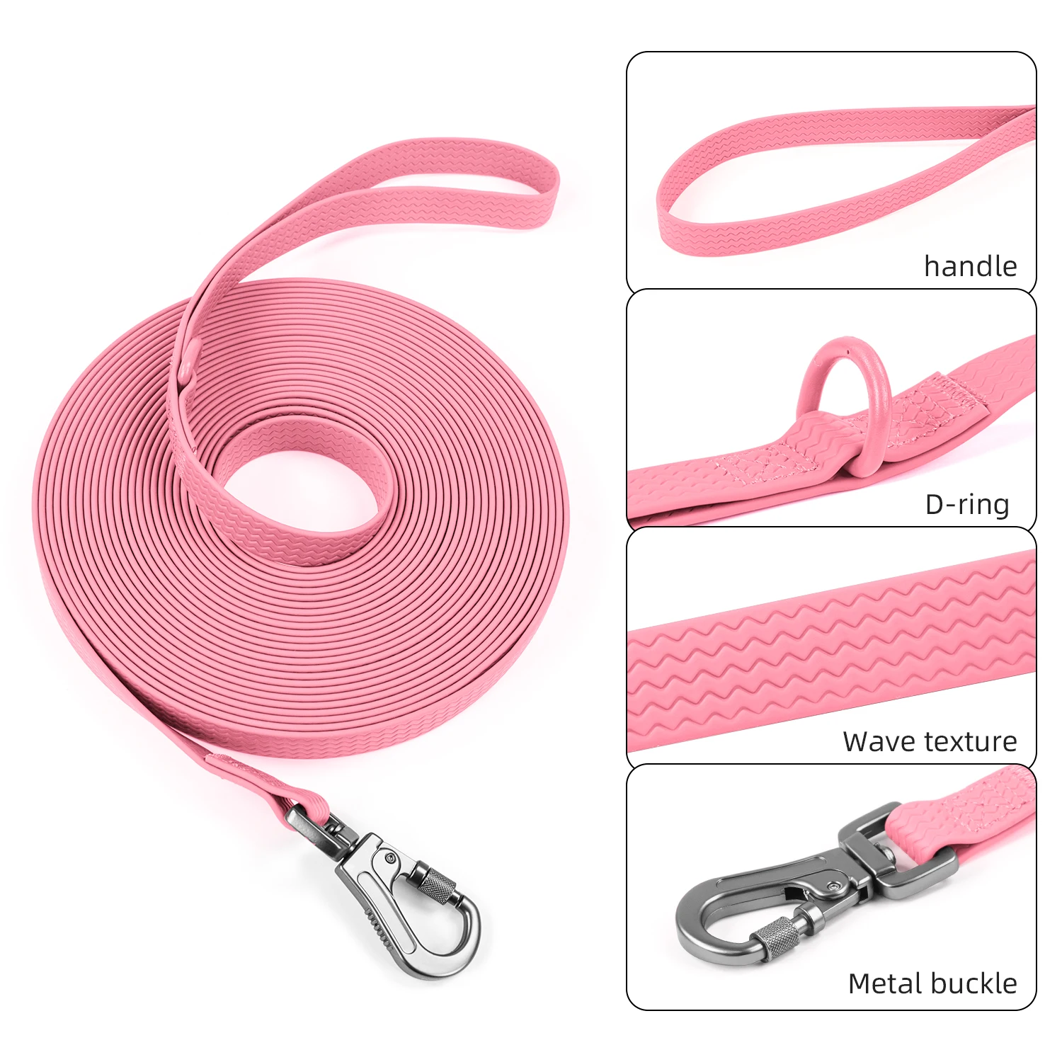 1.8M 3M 5M 10M PVC Dog Leash Large Dog Medium Non-Slip Waterproof and Easy to Clean Running Dog Training Leash Long Strong