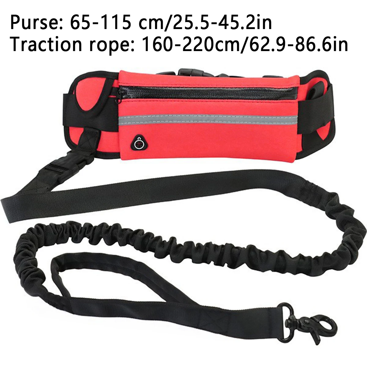 Dog Running Waist Leash Nylon Pet Leash with Waist Bag Retractable Elastic Belt Dog Traction Rope Reflective Belt Buckle