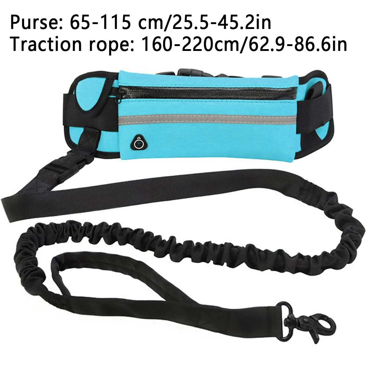 Dog Running Waist Leash Nylon Pet Leash with Waist Bag Retractable Elastic Belt Dog Traction Rope Reflective Belt Buckle