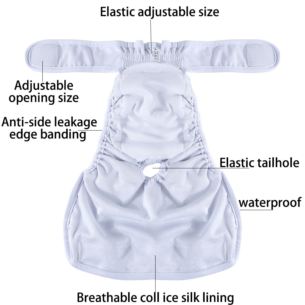 1PC Reusable Female Dog Diapers Washable Female Dog Physiology Pants Breathable Pants with Snaps on the Belly for Pet Diapers