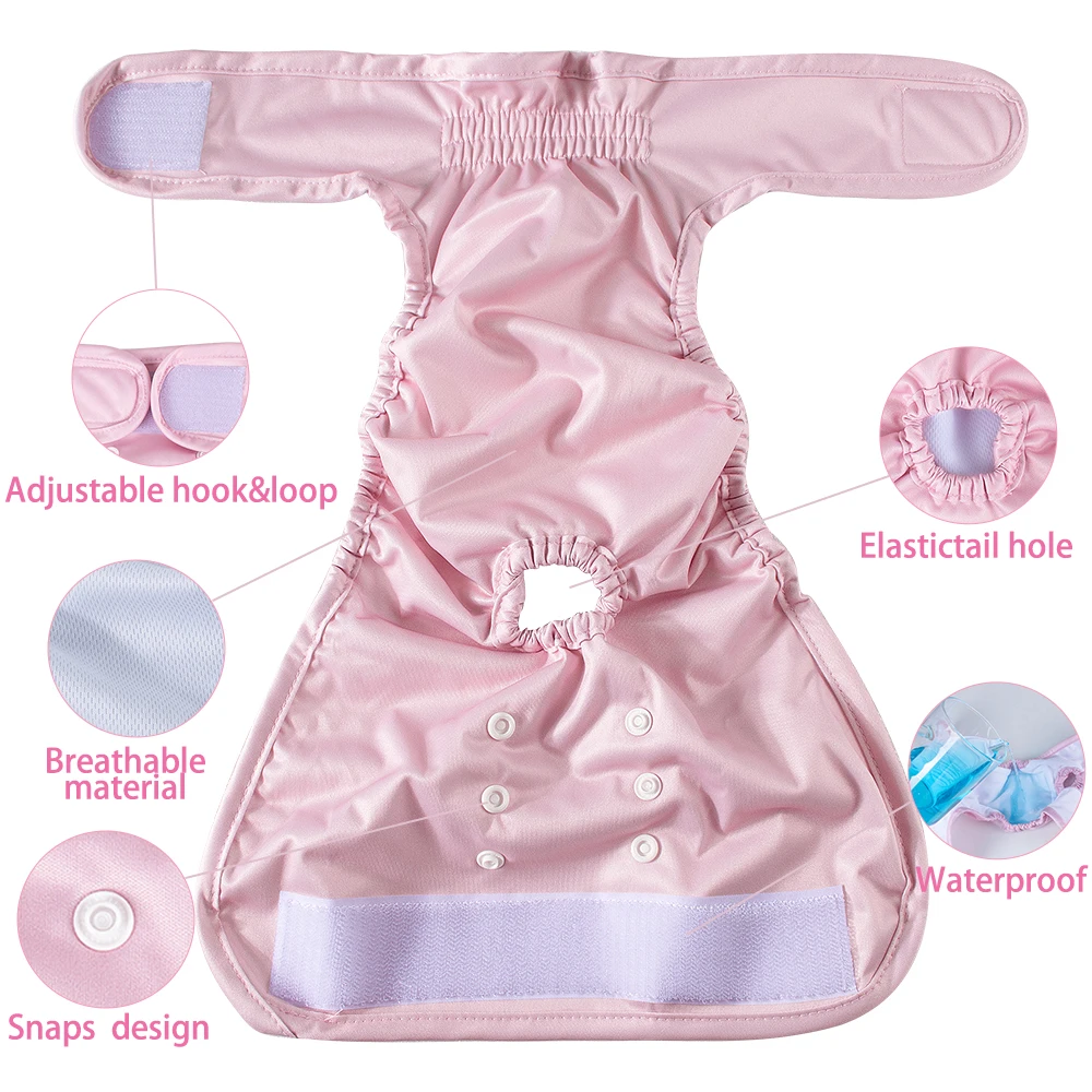 1PC Reusable Female Dog Diapers Washable Female Dog Physiology Pants Breathable Pants with Snaps on the Belly for Pet Diapers