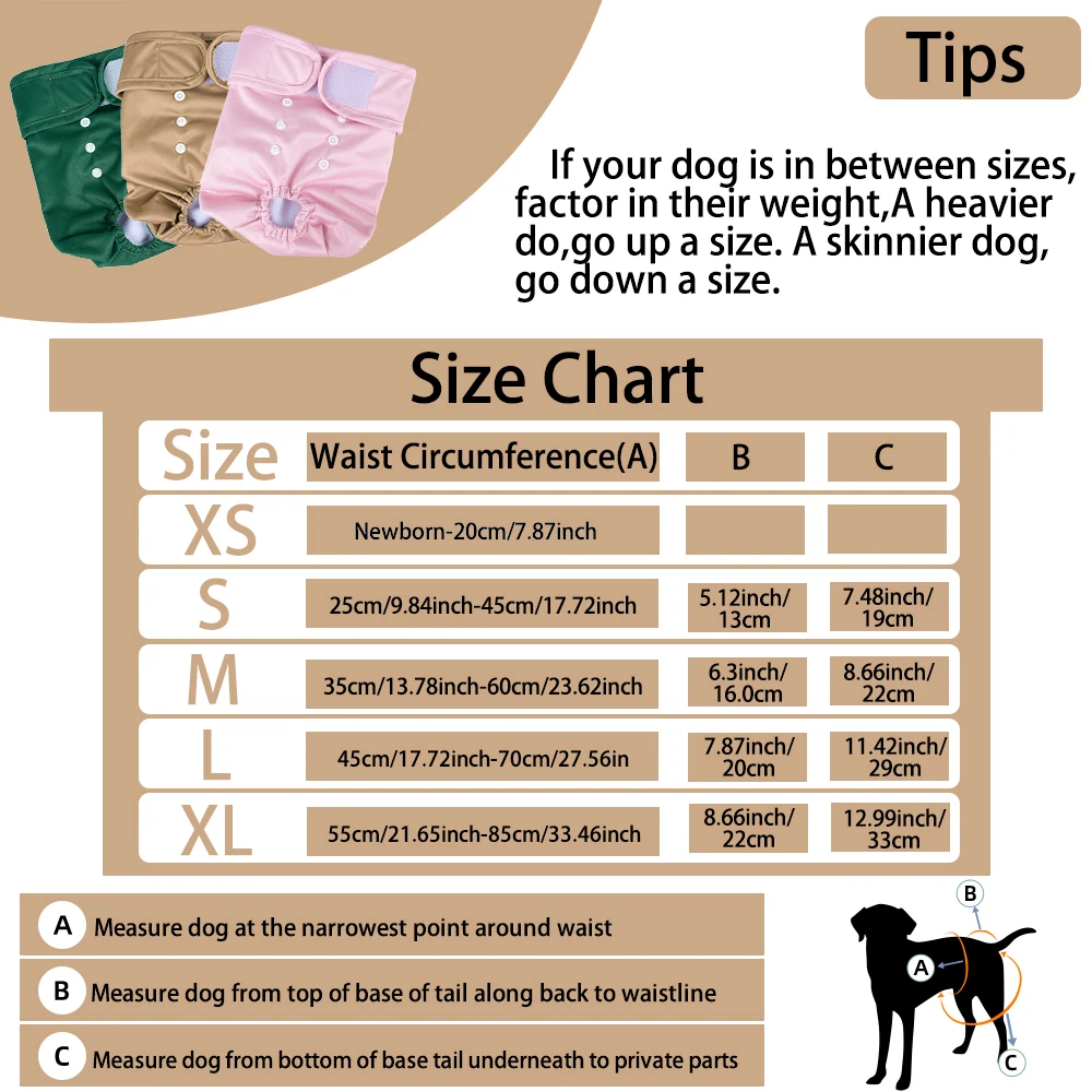 1PC Reusable Female Dog Diapers Washable Female Dog Physiology Pants Breathable Pants with Snaps on the Belly for Pet Diapers