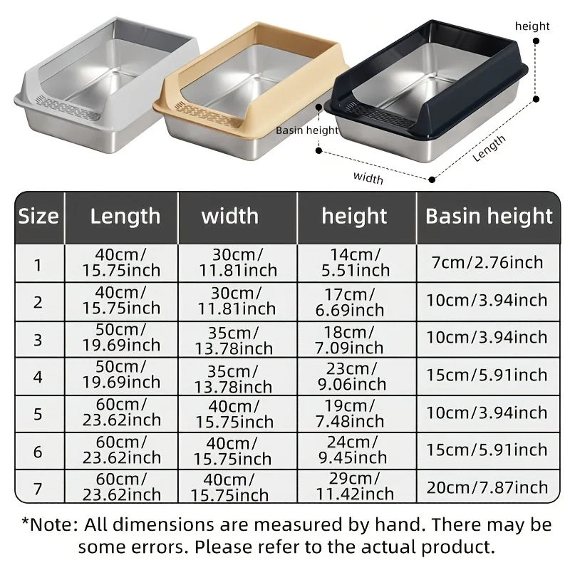 Stainless Steel Litter Box, Semi-enclosed Splash-proof And Leak-proof Design, Removable Lid, Suitable For Big Cats, And More