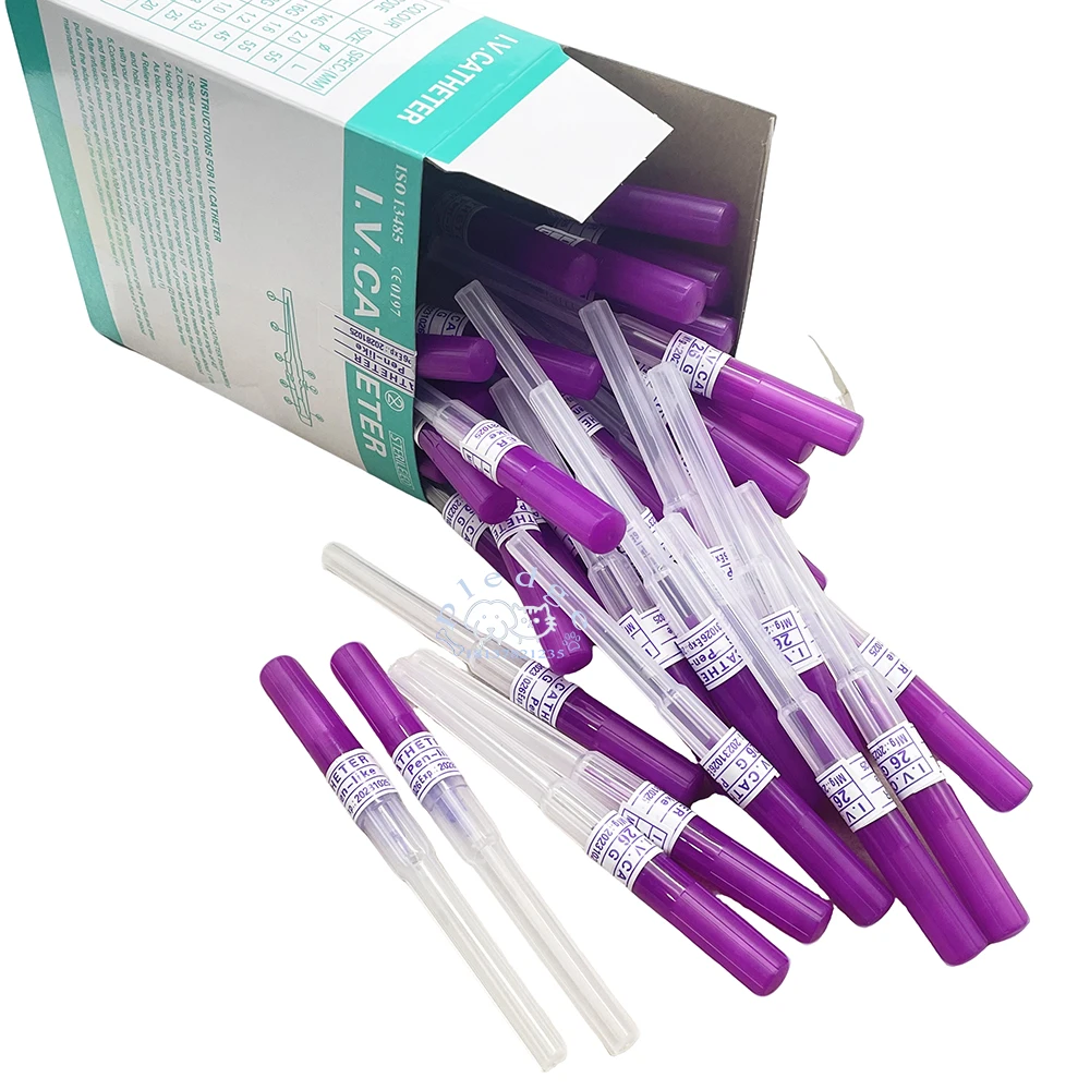 50pcs Pet Farm Animals Disposable IV Cannula IV Catheter Intravenous Catheter Injection Pen Type 18G 20G 22G 24G 26G Veterinary