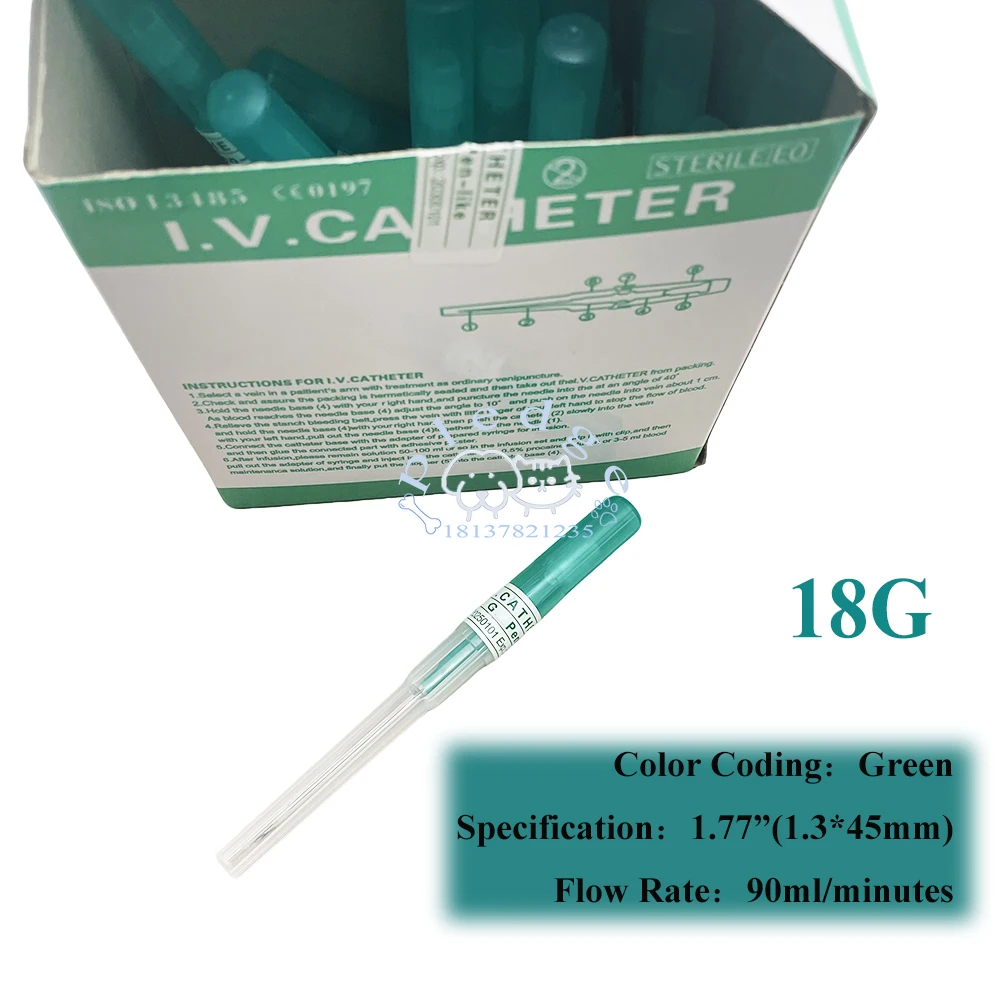 50pcs Pet Farm Animals Disposable IV Cannula IV Catheter Intravenous Catheter Injection Pen Type 18G 20G 22G 24G 26G Veterinary